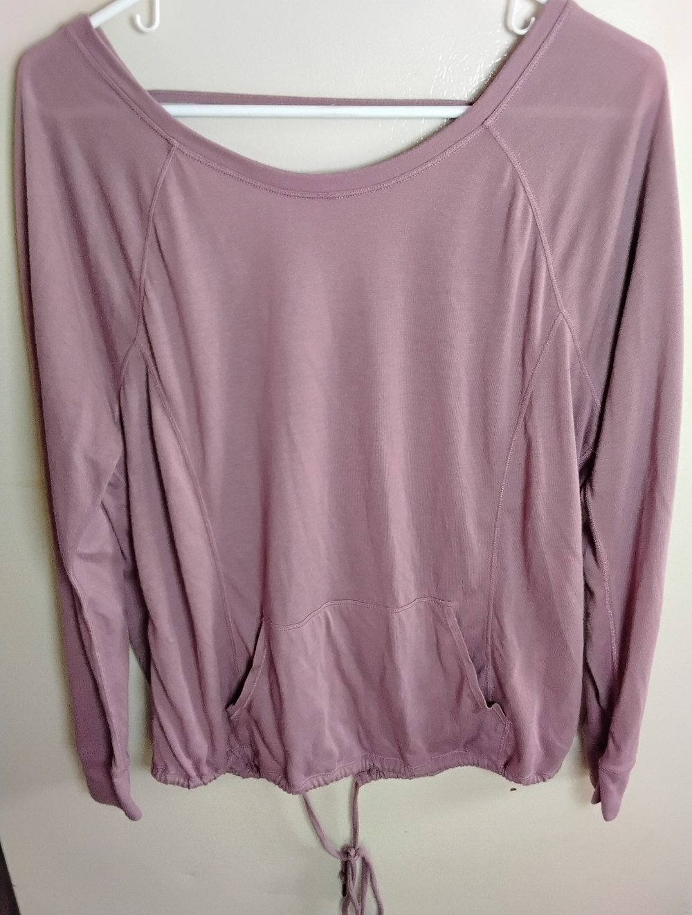 Calvin Klein Women Performance V Back Long Sleeve Workout Shirt Rosewood Size L
